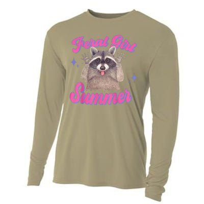 Feral Summer Funny Raccoon Cooling Performance Long Sleeve Crew