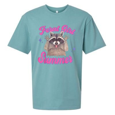 Feral Summer Funny Raccoon Sueded Cloud Jersey T-Shirt