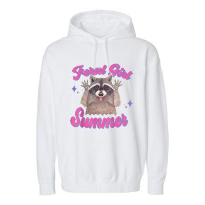 Feral Summer Funny Raccoon Garment-Dyed Fleece Hoodie