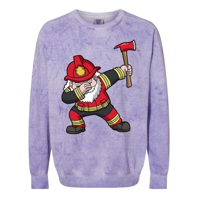 Fire Santa Firefighter Dabbing Dance Cool Gift Colorblast Crewneck Sweatshirt