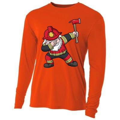 Fire Santa Firefighter Dabbing Dance Cool Gift Cooling Performance Long Sleeve Crew