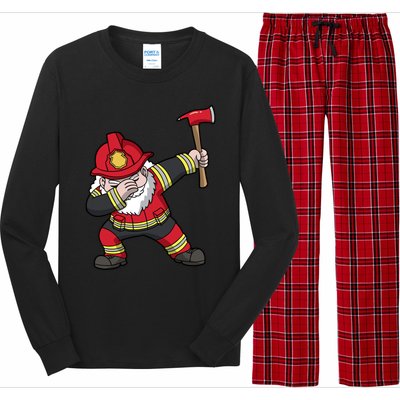 Fire Santa Firefighter Dabbing Dance Cool Gift Long Sleeve Pajama Set