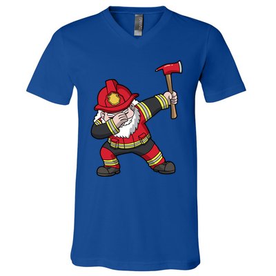 Fire Santa Firefighter Dabbing Dance Cool Gift V-Neck T-Shirt