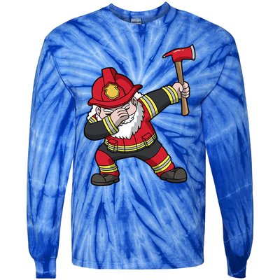 Fire Santa Firefighter Dabbing Dance Cool Gift Tie-Dye Long Sleeve Shirt