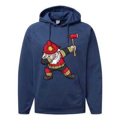 Fire Santa Firefighter Dabbing Dance Cool Gift Performance Fleece Hoodie