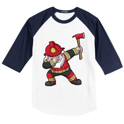 Fire Santa Firefighter Dabbing Dance Cool Gift Baseball Sleeve Shirt