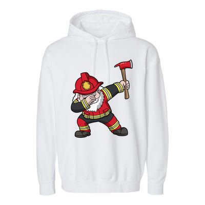 Fire Santa Firefighter Dabbing Dance Cool Gift Garment-Dyed Fleece Hoodie