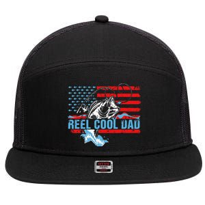 Fishing Stuff For Fathers Day Reel Cool Dad American Flag 7 Panel Mesh Trucker Snapback Hat