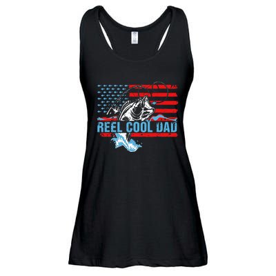 Fishing Stuff For Fathers Day Reel Cool Dad American Flag Ladies Essential Flowy Tank