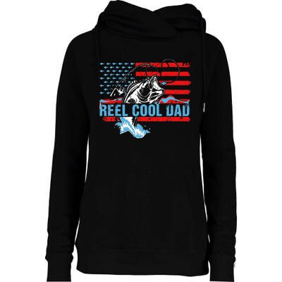 Fishing Stuff For Fathers Day Reel Cool Dad American Flag Womens Funnel Neck Pullover Hood