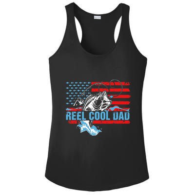 Fishing Stuff For Fathers Day Reel Cool Dad American Flag Ladies PosiCharge Competitor Racerback Tank