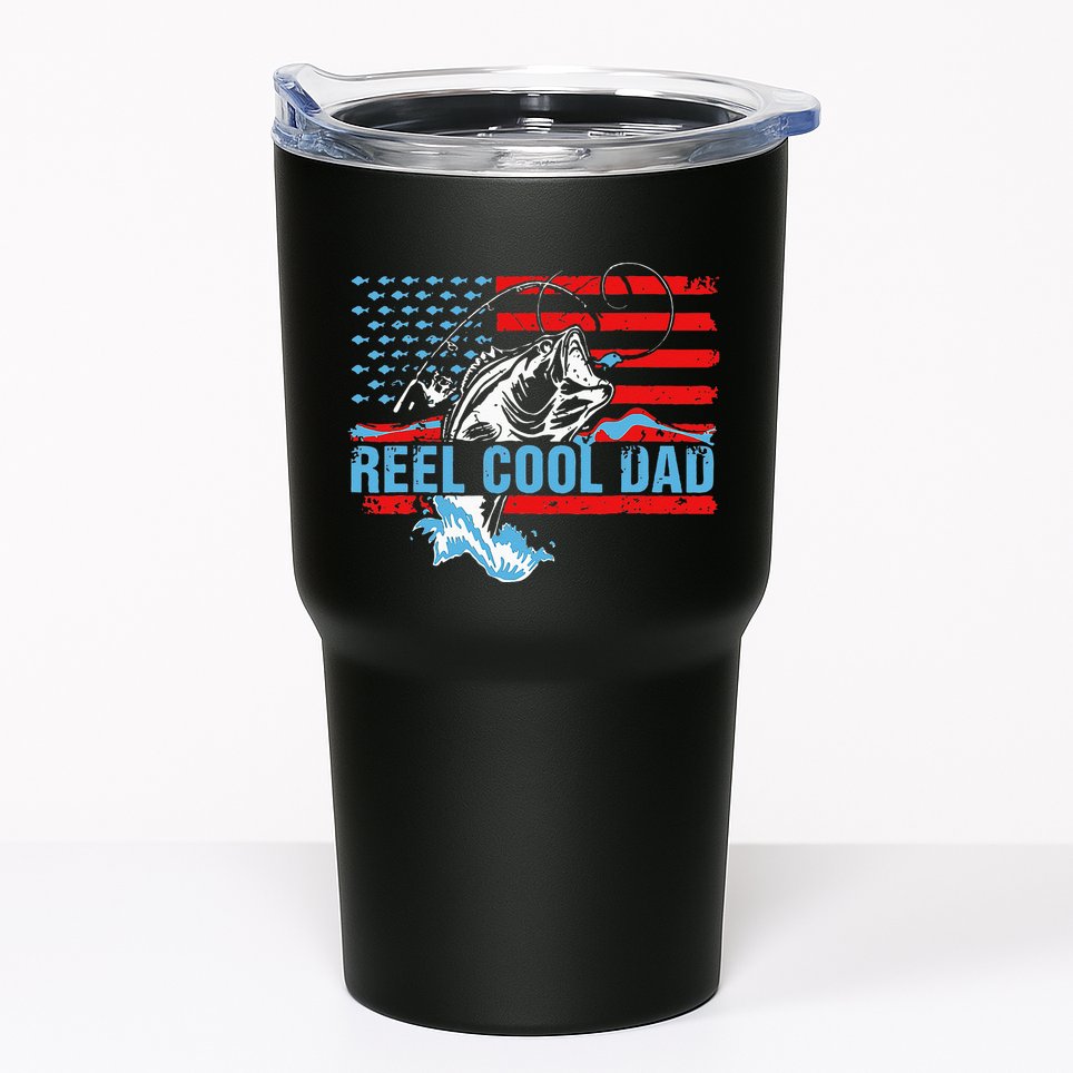 Fishing Stuff For Fathers Day Reel Cool Dad American Flag Tumbler