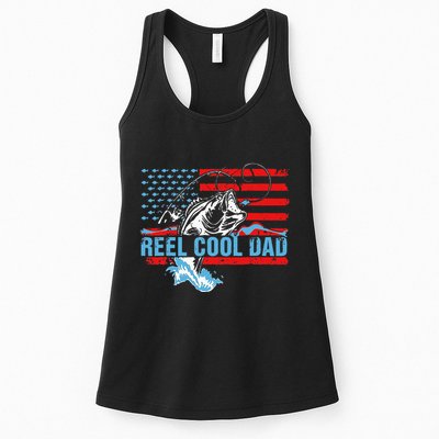 Fishing Stuff For Fathers Day Reel Cool Dad American Flag Womens Tank Top