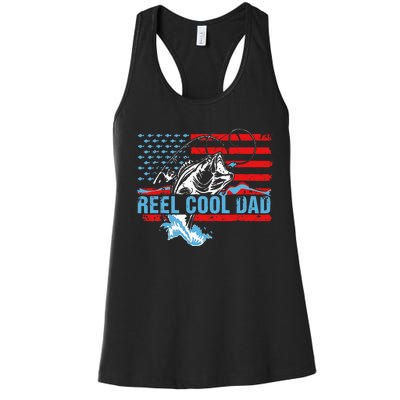 Fishing Stuff For Fathers Day Reel Cool Dad American Flag Women's Racerback Tank