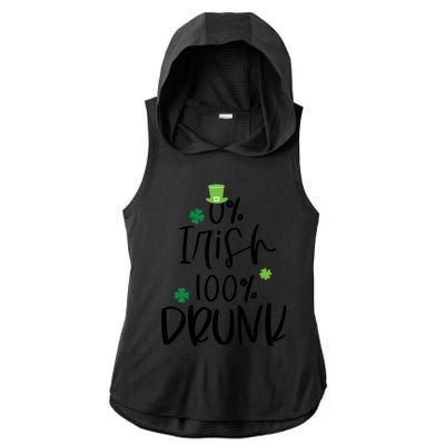 0% Irish 100% Drunk St Patricks Day Ladies PosiCharge Tri-Blend Wicking Draft Hoodie Tank