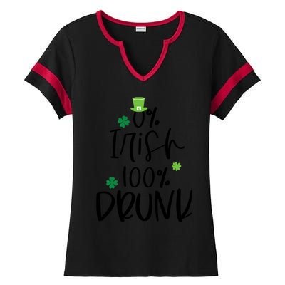 0% Irish 100% Drunk St Patricks Day Ladies Halftime Notch Neck Tee