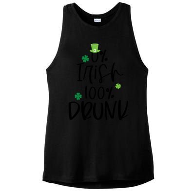 0% Irish 100% Drunk St Patricks Day Ladies PosiCharge Tri-Blend Wicking Tank