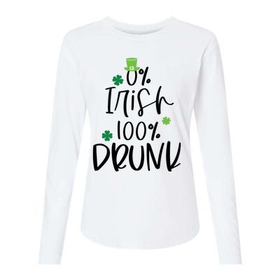 0% Irish 100% Drunk St Patricks Day Womens Cotton Relaxed Long Sleeve T-Shirt