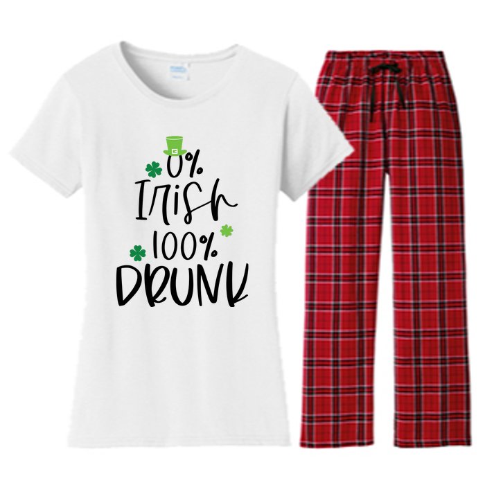 0% Irish 100% Drunk St Patricks Day Women's Flannel Pajama Set