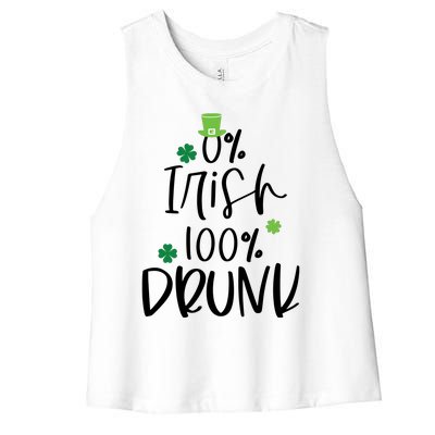 0% Irish 100% Drunk St Patricks Day Women's Racerback Cropped Tank