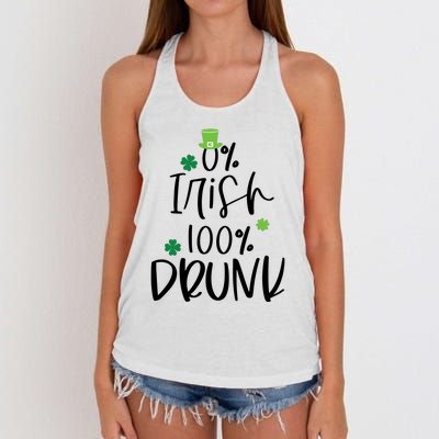 0% Irish 100% Drunk St Patricks Day Women's Knotted Racerback Tank