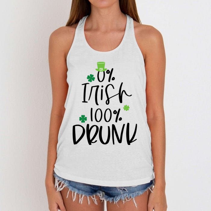 0% Irish 100% Drunk St Patricks Day Women's Knotted Racerback Tank