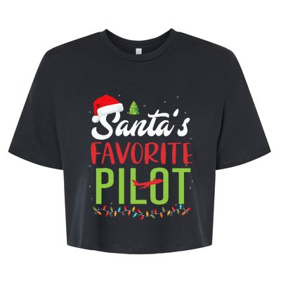 Funny SantaS Favorite Pilot Christmas Santa Hat Lights Bella+Canvas Jersey Crop Tee