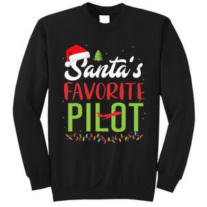 Funny SantaS Favorite Pilot Christmas Santa Hat Lights Sweatshirt