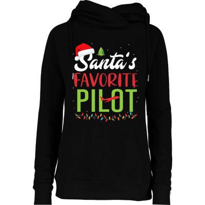 Funny SantaS Favorite Pilot Christmas Santa Hat Lights Womens Funnel Neck Pullover Hood