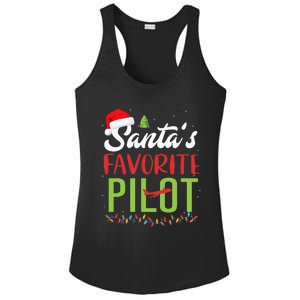 Funny SantaS Favorite Pilot Christmas Santa Hat Lights Ladies PosiCharge Competitor Racerback Tank