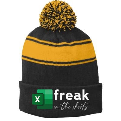 Funny Spreadsheet Freak In The Sheets Accountant Stripe Pom Pom Beanie