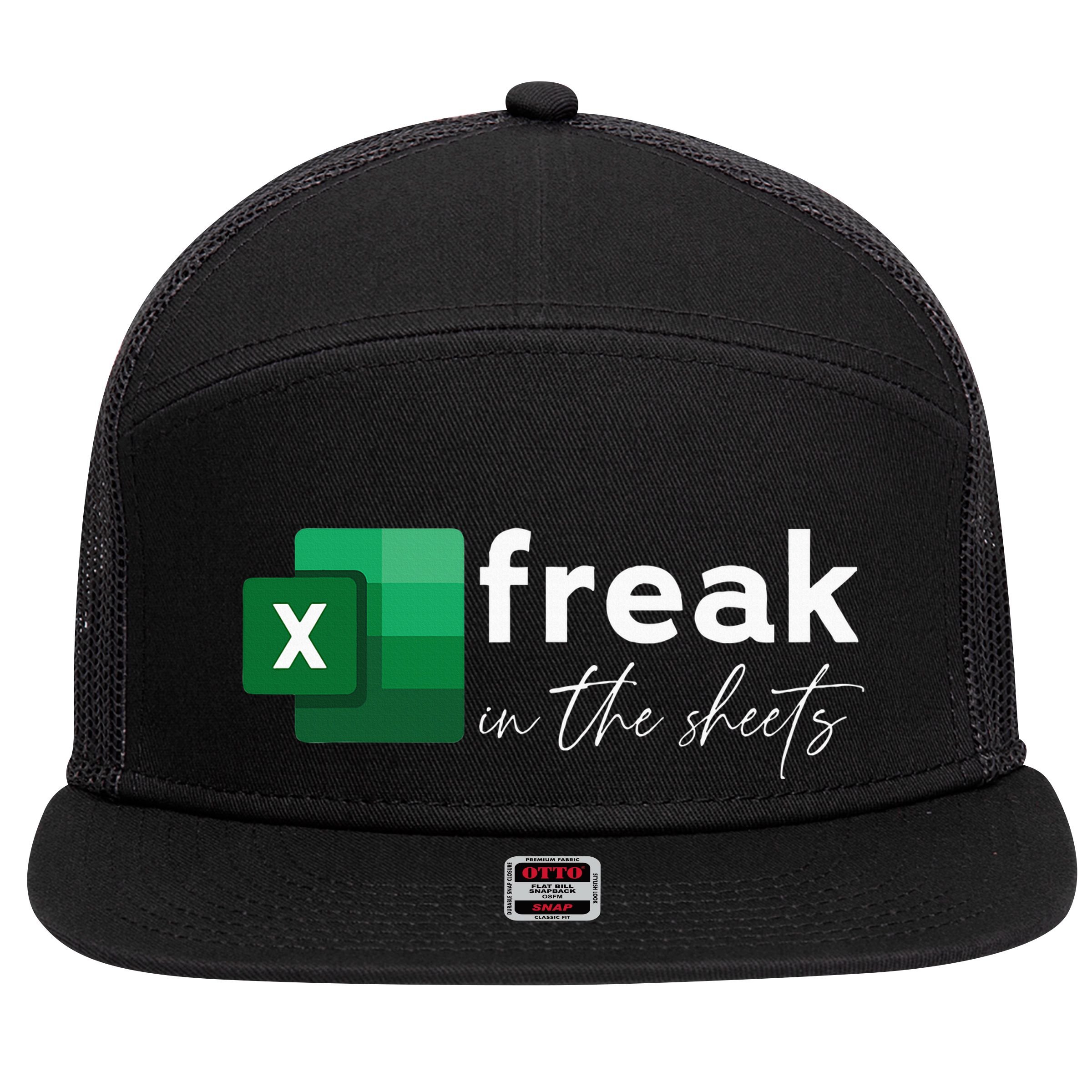 Funny Spreadsheet Freak In The Sheets Accountant 7 Panel Mesh Trucker Snapback Hat