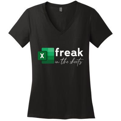 Funny Spreadsheet Freak In The Sheets Accountant Women's V-Neck T-Shirt