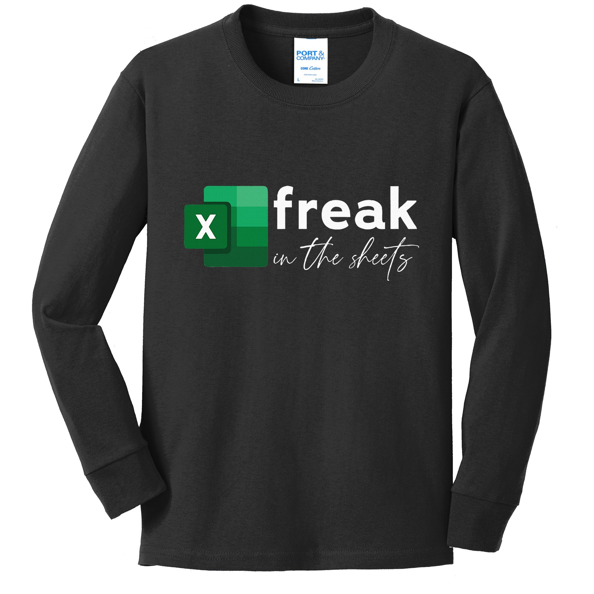 Funny Spreadsheet Freak In The Sheets Accountant Kids Long Sleeve Shirt