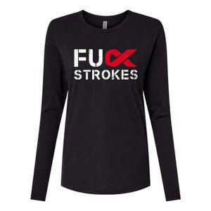 Fuck Strokes Fu Survivor Stroke Awareness Month Red Ribbon Womens Cotton Relaxed Long Sleeve T-Shirt