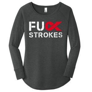 Fuck Strokes Fu Survivor Stroke Awareness Month Red Ribbon Women's Perfect Tri Tunic Long Sleeve Shirt