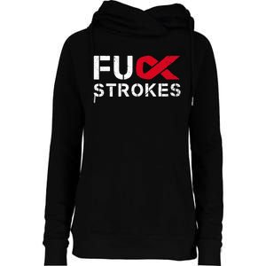 Fuck Strokes Fu Survivor Stroke Awareness Month Red Ribbon Womens Funnel Neck Pullover Hood