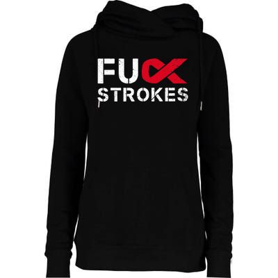 Fuck Strokes Fu Survivor Stroke Awareness Month Red Ribbon Womens Funnel Neck Pullover Hood