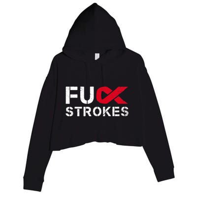 Fuck Strokes Fu Survivor Stroke Awareness Month Red Ribbon Crop Fleece Hoodie