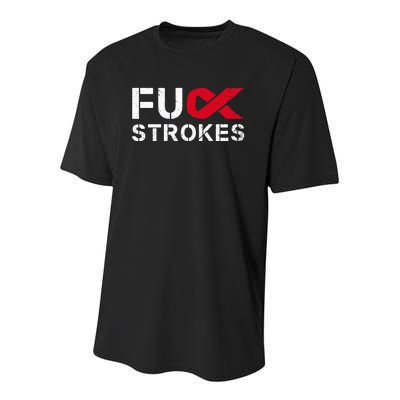 Fuck Strokes Fu Survivor Stroke Awareness Month Red Ribbon Youth Performance Sprint T-Shirt