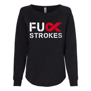 Fuck Strokes Fu Survivor Stroke Awareness Month Red Ribbon Womens California Wash Sweatshirt