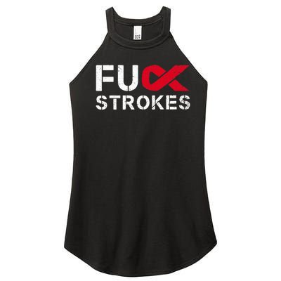 Fuck Strokes Fu Survivor Stroke Awareness Month Red Ribbon Women's Perfect Tri Rocker Tank