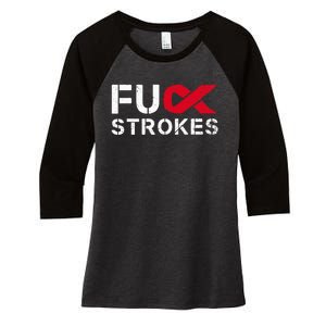 Fuck Strokes Fu Survivor Stroke Awareness Month Red Ribbon Women's Tri-Blend 3/4-Sleeve Raglan Shirt