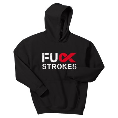 Fuck Strokes Fu Survivor Stroke Awareness Month Red Ribbon Kids Hoodie