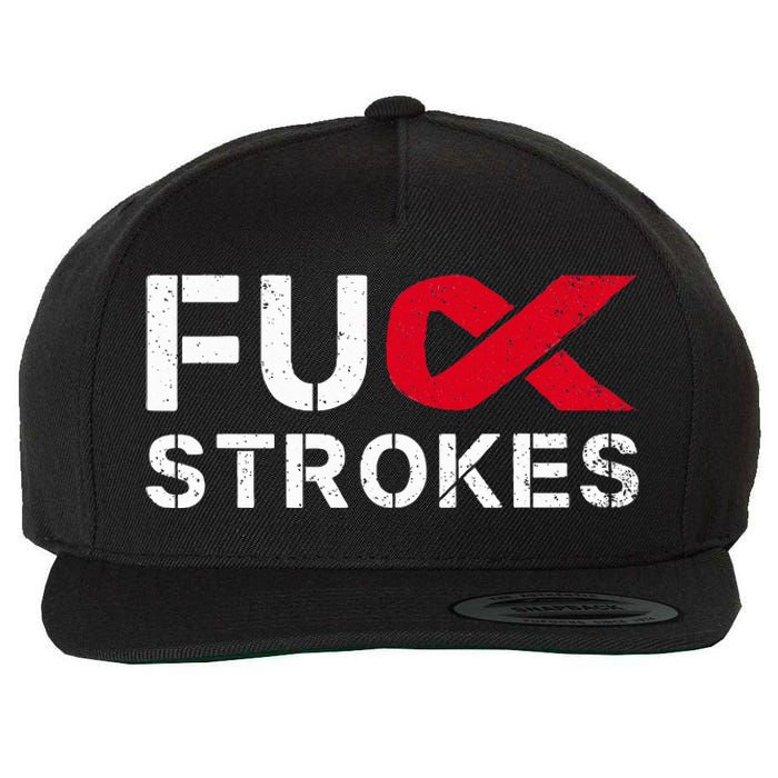 Fuck Strokes Fu Survivor Stroke Awareness Month Red Ribbon Wool Snapback Cap