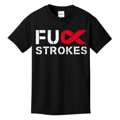 Fuck Strokes Fu Survivor Stroke Awareness Month Red Ribbon Kids T-Shirt