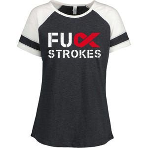 Fuck Strokes Fu Survivor Stroke Awareness Month Red Ribbon Enza Ladies Jersey Colorblock Tee