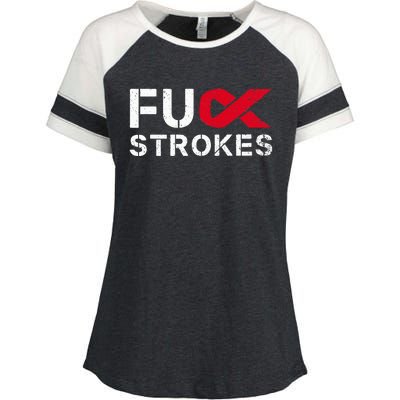 Fuck Strokes Fu Survivor Stroke Awareness Month Red Ribbon Enza Ladies Jersey Colorblock Tee