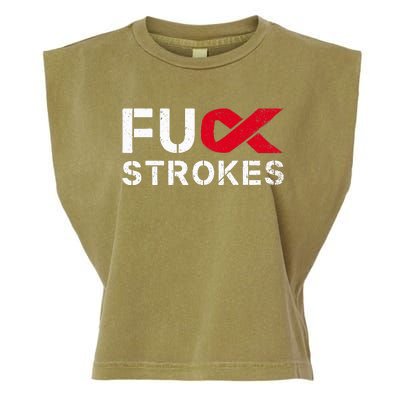 Fuck Strokes Fu Survivor Stroke Awareness Month Red Ribbon Garment-Dyed Women's Muscle Tee