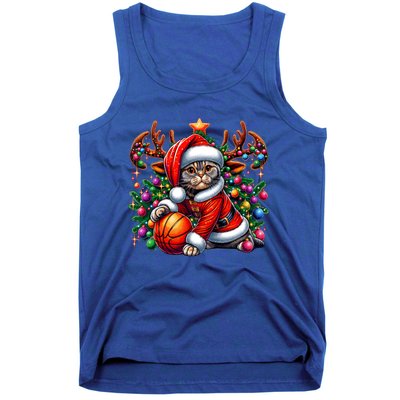 Funny Scottish Fold Cat Play Basketball Christmas Meaningful Gift Tank Top